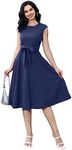 Malco Modes Chic Vintage Cocktail Dresses for Women | Classic 1950s Dresses for Women Royal Blue Party Swing Dress, Royal Blue, Medium