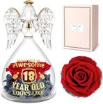 Yamonic Angel Rose Figurines 18th Awesome Birthday Gifts for Women, Preserved Real Rose in Angel Gifts for Unique Gift Ideas for Her for 18Years Old Happy Birthday Gifts for Sister Friends