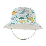 Zsedrut Summer Baby Girl Bucket Hat Infant Toddler Sun Hats Boys Double-Side Wear Beach Hats 3months-6years (50cm,Green Dinosaur)