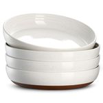 DOWAN Large Pasta Bowls Set of 4, Ø 24.5 cm Salad Bowl, Wide and Deep Dinner Plates, Porcelain Serving Bowls for Pasta, Soup, Salad, Stew, Fruit, Noodle, Microwave & Oven Safe, Alabaster White