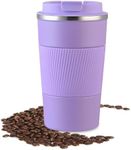 Insulated Coffee Cup 510ml, Double Walled Travel Mug, Thermos Cup,Stainless Vacuum Cup with Leakproof Flip Double Buckle for Keep Hot/Ice Coffee,Tea and Beer (Purple)