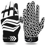 FINGER TEN American Football Gloves for Men Women Ultra Tack Sticky Anti Slip Palm Sport Receiver Gloves, Rugby Gloves Professional Flexible Stretch Protection Waterproof (White, Medium)