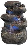 Sunnydaze Stacked Rocks 10.5 Inch Indoor Tabletop Water Fountain with LED Lights - Quiet Sounds