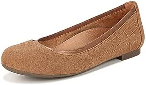 Vionic Women’s Ballet Flat Anita- Supportive Round Toe Dress Shoes That Include a Built-in Arch Support Insole That Corrects Pronation and Helps Heel Pain Relief, Plantar Fasciitis, Sizes 5-12, Tan