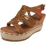 LoudLook Ladies Wedge Platform Light Weight Sandals Comfy Buckle Open Toe Lounge Summer Shoes Sizes Camel 6