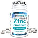 Zinc Picolinate Supplement, 25mg Elemental Zinc, 300-Day Supply, Enhanced Absorption, Vegan, Non-GMO (300 Veggie Caps)