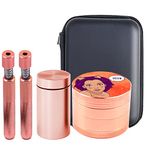 Herb Grinder Set, Spespo Spice Grinder Metal Zinc Alloy 4 Piece 2.0 inch(5cm) Pink Cat Girl Pattern with Metal Pipes and Sealed Jar and Portable Case, Grinder Gift Set for Lady and Women