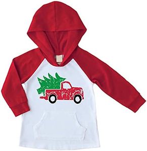 Bump and Beyond Designs Vintage Truck Christmas Shirt for Kids (3T, Red)