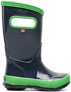 BOGS Unisex-Child Kids Rubber Waterproof Rain Boot for Boys and Girls, Navy/Green, 3 Little Kid