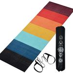 House of Handmade™- Cotton Yoga Mat for Men & Women, 2X6 Feet, 1.9 Kg, with Strong Anti-Slip Backing, Carry Bag & Strap Incl. Home or Gym Exercise 8mm Thick. Multicolor