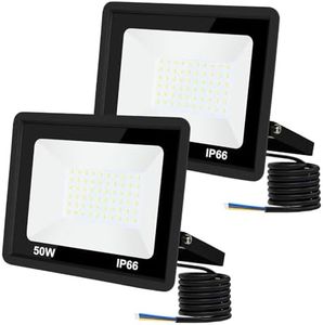 50W LED Flood Light Outdoor,2Pack Bright 6500K Led Floodlight Wired Security Lights IP66 Waterproof LED Work Light for Yard Garage Stadium Garden Patio