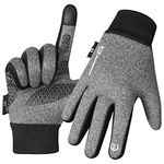 WESTWOOD FOX Winter Thermal Gloves Windproof Running Gloves Touch Screen Warm Anti Slip Silicone Cycling Gloves for Men Women, Elastic Cuff for Driving, Ski Running Football Sports (Grey, M)