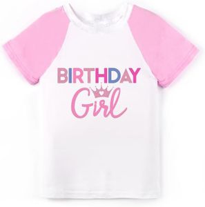 Wild and Happy Birthday Girl Kids Party Shirt for Toddlers Little Girls with Crown (3T) White and Pink