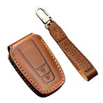 ontto Fit for Toyota CHR RAV4 Camry C-HR Corolla Prado Prius 2016-2020 Leather Key Fob Cover Keyring Accessories key shell key holder key shell Protector 2 Buttons Brown