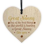 RED OCEAN Great Nan Nanny Gift Hanging Wooden Heart Granparent Birthday Gift For Her Gifts For Women