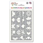 Heart Glitter Tattoo Stencil Sheets - x 3 sheets in each pack - 20 individual mixed mini designs on each sheet - 60 stencils in total