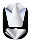 HISDERN White Ties for Men Solid Necktie and Handkerchief Set Wedding Party Classic Tie