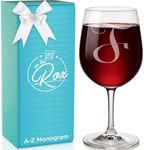 Monogrammed A-Z Wine Gifts for Women - 12.75 oz Engraved Personalized Wine Glass- Funny Wine Lover Monogram Gifts for Women - Unique Wine Glasses Gift Set (F)