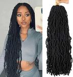 24 Inch Soft Locs Crochet Hair Pre Looped 6 Packs Faux Locs Crochet Braids Goddess Locs Dreadlocs Synthetic Hair For Black Women (1B, 24 Inch (Pack of 6))