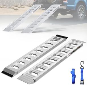 Nuvium 2PCS Aluminum Trailer Ramps, 6000LBS Capacity Heavy-Duty Loading Ramps with Adjustable Safety Straps, 60" X 12" Universal Loading Ramp for Motorcycle, Tractor, ATV/UTV, Trucks, Lawn Mower...