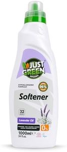 JUST GREEN ORGANIC Fabric Softener, Plant-Based Liquid Fabric Softener, Non-Toxic, Hypoallergenic, EcoCert Certified, Vegan, Natural Lavender Scent, Static Control, 32 Washes, 33.8 fl oz (1000 ml)