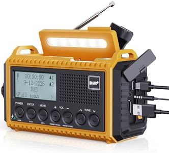 ROCAM Wind Up Solar Radio, DAB/FM Radio with 5000mAh Rechargeable Power Bank, Solar Panel/USB/Hand Crank Charger, Battery Radio Portable, SOS Alarm & Flashlight for Camping Emergencies