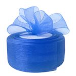 Bealif Blue Organza Ribbon 40mm for Crafting Gift Wrapping, 45M Royal Blue Chiffon Ribbon Sheer Fabric Ribbon Ribbon for Craft Bouquet Wrapping Wreaths Brithday Party Wedding Baby Shower Decoration