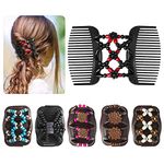 6 Pieces Beads Hair Combs Magic Elastic Hair Double Clips for Women Girls Hair Accessory DIY Hair Styling Tool