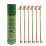 Gaia Guy Bamboo and Boar Bristle Double-Sided Pet Toothbrushes - 6-Pack - for Dogs, Cats and The Planet - Plastic and Nylon-Free Natural Bristles - Small and Large Head Toothbrush