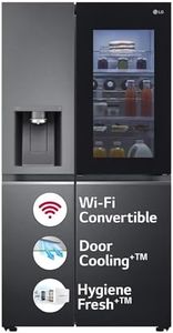 LG 630 L Frost-Free Inverter Wi-Fi InstaView Door-In-Door Side-By-Side Refrigerator with Ice and Water Dispenser (GL-X257AMC3, Matte Black, Door Cooling+ with Hygiene Fresh+)