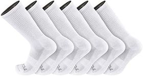 TCK 6 Pair Work & Athletic Crew Socks (White, Medium)