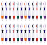 KAHEIGN 24Pcs Shuttle Pens, 4-in-1 Multicolor Pens Retractable Ballpoint Pens with Buckle Keychain on Top for Office School Supplies Students Children (6 Colors)