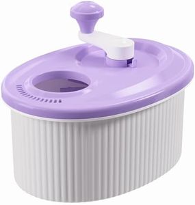 JOYMOOP Fruit Washer Spinner, Fruit Cleaner Spinner with Crank Handle, Hands-Free Fruit & Vegetable Washing Bowl, Manual Fruit Scrubber, No Electricity, Light Lavender