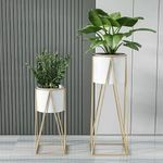 HOME DECO Anti Rust Metal Plant Stand for balcony Planter stand for living room -Mid Century Plant Stand/ Pot stand for outdoor & Indoor plants Plant Stand With Pot For home decor (white)