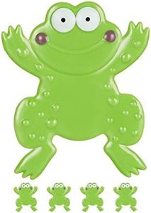 Relaxdays Pegatinas Bañera Antideslizantes, Set de 5 Ranas, Ventosas Suelo Ducha, Adhesivos para Niños, PVC, Verde