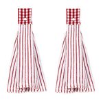 Vimeet 2 Pcs Kitchen Cotton Classical Striped Towel/Absorbent Towel/Hanging Towel/Hand Towel,Red Stripe