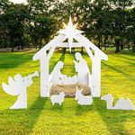 JAZIPO Large Nativity Scene Outdoor, Weather-Resistant Nativity Set Angel Camel Christmas Holy Family Christmas Decorations Outdoor for Front Yard, Lawn and Church