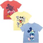 Disney Mickey Mouse Big Boys 3 Pack T-Shirts Yellow/Red/Blue 10-12