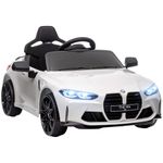 AIYAPLAY BMW M4 Licensed Electric Car for Kids, 12V Kids Electric Ride on with Remote Control, Suspension, Music, Horn, LED Lights, for Ages 3-5 Years, White