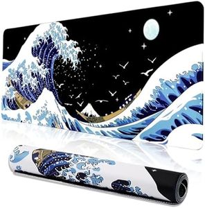 MEWOOCUE Gaming Laptop Mouse Pad, Sea Wave Big Desk Pads PC Keyboard Waterproof and Non-Slip 31.02 x 11.8inches 3mm Thick XL,XXL Rubber Table Mat, Kanagawa Surfing and Black