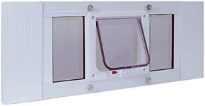 Ideal Pet Products Aluminum Sash Window Pet Door, Adjustable Width 33" to 38", Cat Flap, 6.25" x 6.25" Flap Size, White