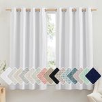 NICETOWN 100% Absolutely Blackout Linen Curtains with Thermal Insulated White Liner, White, 52 inches Wide, 48 inches Length Energy Saving Curtains for Cupboard 2 Panels Set, Vertical Blinds