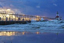 North Pier Saint Joseph Michigan USA Jigsaw Puzzle for Adults 1000 Piece Wooden Travel Gift Souvenir