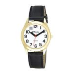 Ravel Unisex Super Bold Sight Aid Watch with Big Numbers - Black/Gold Tone/White Dial