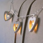 Festive Lights 1.85m 3D Wooden Love Heart Fairy String Lights Decoration - 10 Warm White Battery Operated LEDs Indoor Home Wedding Decor with Timer