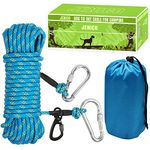 NC Dog Tie Out Cable for Camping - 50ft Portable Reflective Overhead Trolley System for Dogs up to 200lbs, Dog line for Outside Yard Camping Outdoor