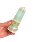 JIC Gem Large Crystal Wand Natural Caribbean Calcite Single Point Crystal Tower Healing Crystal Decoration Gifts 1.3-1.8Lbs