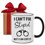 RIJEFUL I Can't Fix Stupid But I Can Cuff It Coffee Mug, Detective Gifts, Police Officer Mug, Correctional Officer Gifts, Police Gifts for Men, Police Chief Mug,11Oz