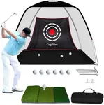 Gagalileo Golf Net for Backyard Practice: 10x7FT Hitting Net with Mat & Target – Training for Driving Chipping Swing Golf Gift for Dad Husband Men
