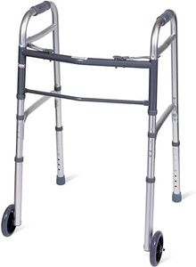 Carex Folding Walker for Seniors - Adult Walker With Wheels - Portable Medical Walker with Adjustable Height, 30-37 Inches